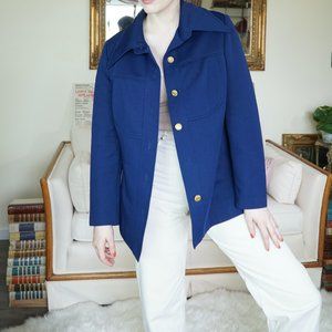 Vintage 1970's Navy Blue Button Up Shirt Jacket